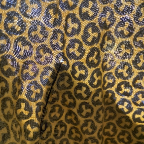 Vintage half apron yellow black smock rikrak ribbon kitchen home cooking 60s 70s - Picture 15 of 15